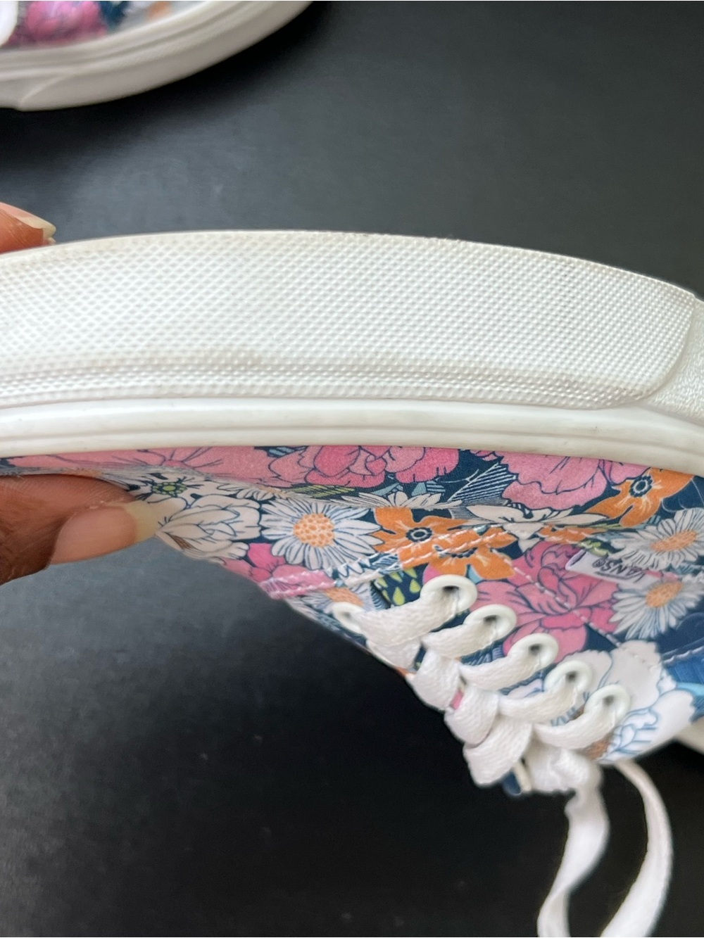 Vans Floral Canvas Low-Top Sneakers in Pink, Blue & Orange - Picture 15 of 16